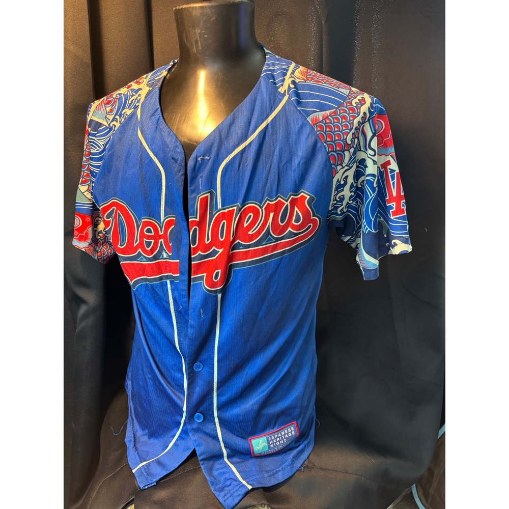 LA Dodgers Japanese Heritage Night Jersey Blue Daiso MLB Baseball Mens Medium